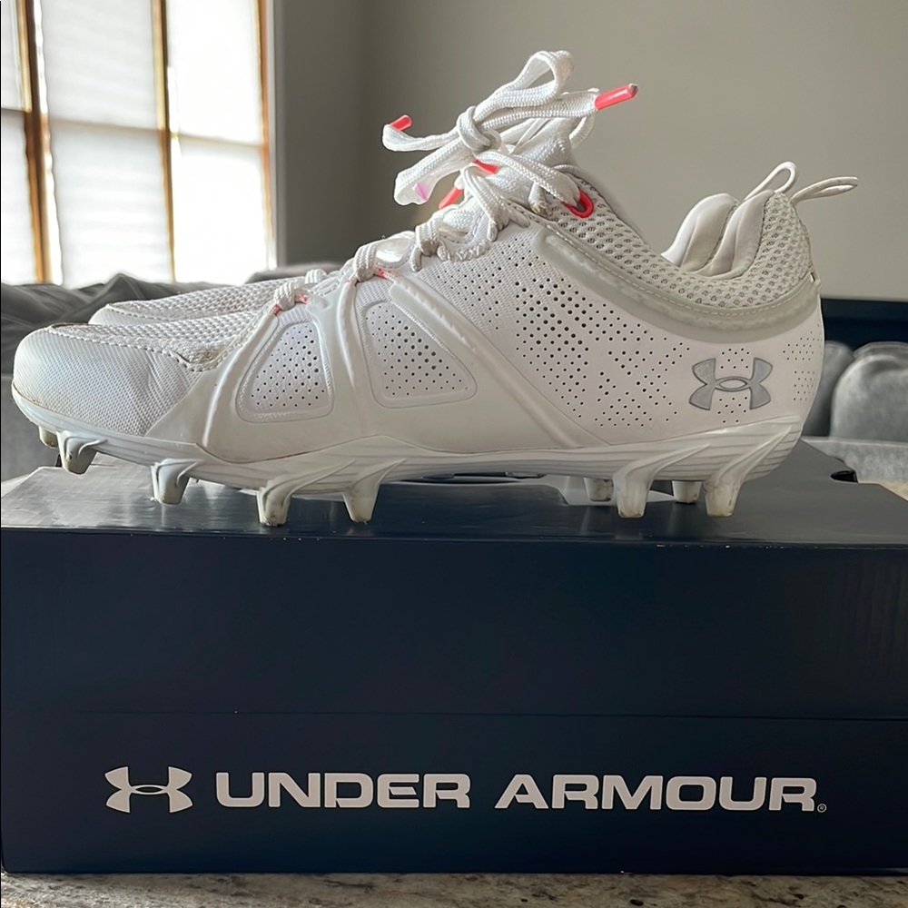 Under Armour White Football Cleets Knit Mesh Design
